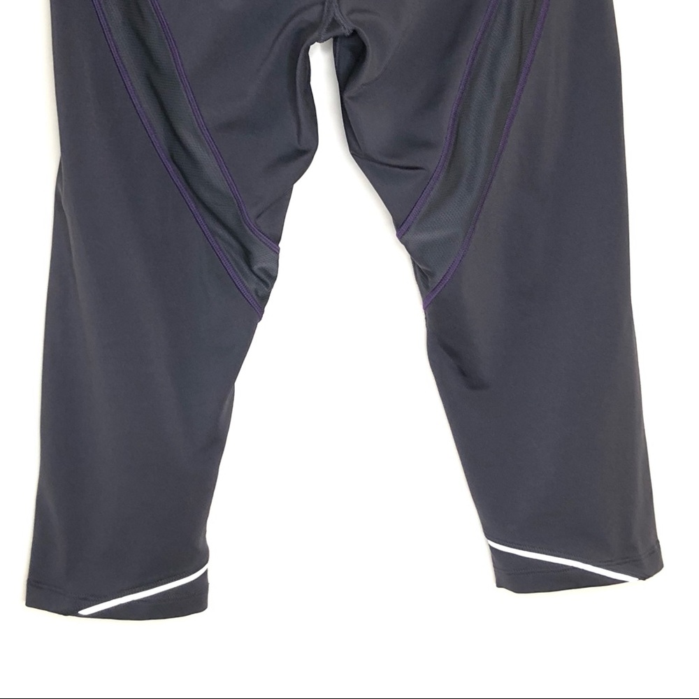 ATHLETA quick step capri leggings gray with purple cord. Front waist oveโฆ - Picture 3 of 11